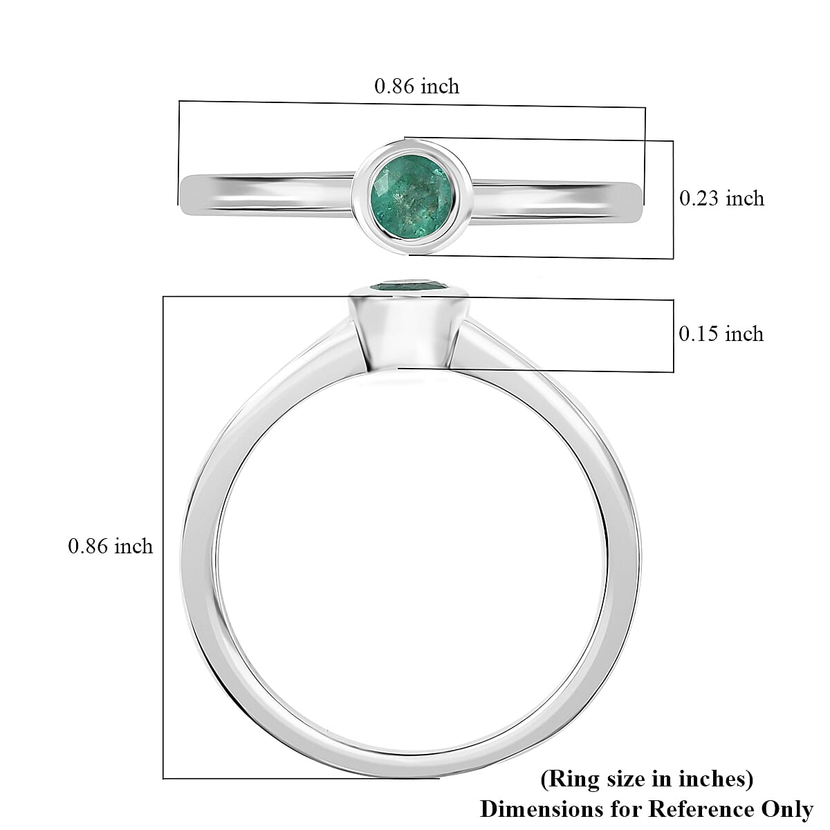 D'Joy Poke Free Kagem Zambian Emerald 0.25 ctw Solitaire Ring in Rhodium Over Sterling Silver (Size 10.0) image number 5