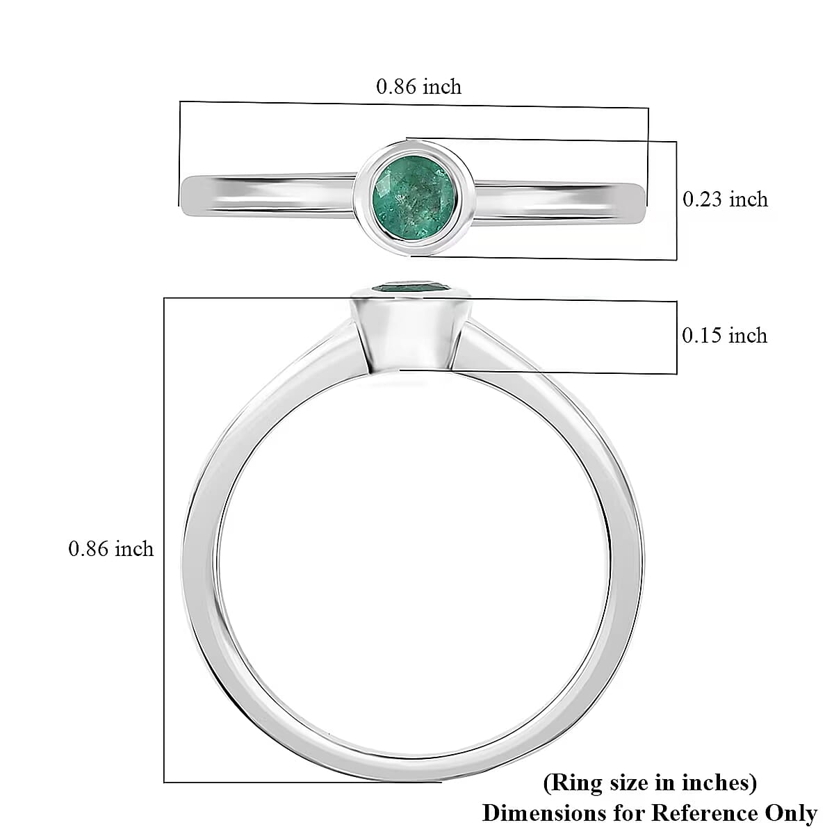 D'Joy Poke Free Kagem Zambian Emerald 0.25 ctw Solitaire Ring in Rhodium Over Sterling Silver (Size 10.0) image number 6