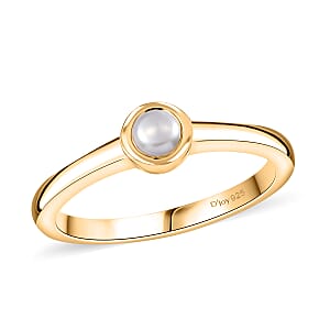 D'Joy Poke Free Freshwater Pearl Solitaire Ring in 18K Vermeil Yellow Gold Over Sterling Silver (Size 10.0)