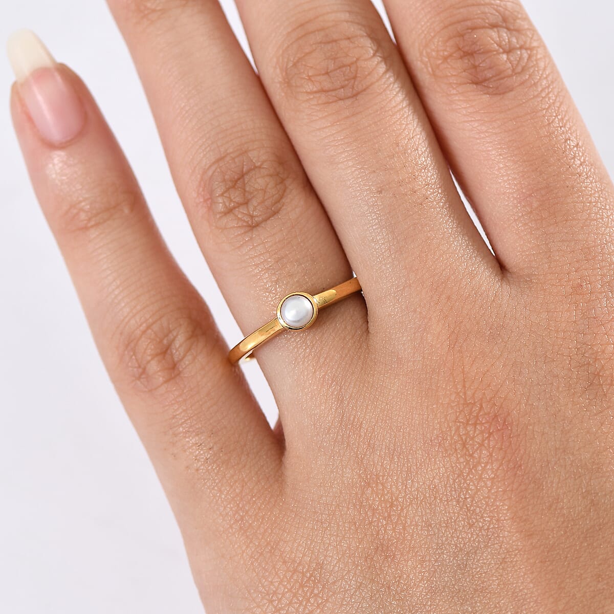 D'Joy Poke Free Freshwater Pearl Solitaire Ring in 18K Vermeil Yellow Gold Over Sterling Silver (Size 10.0) image number 2