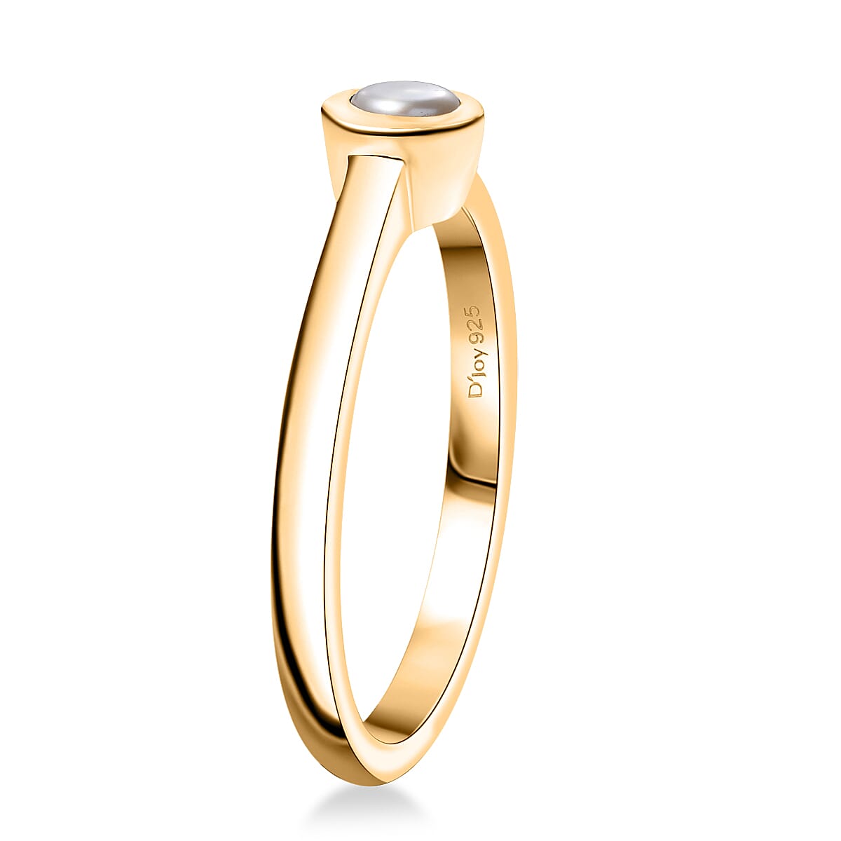 D'Joy Poke Free Freshwater Pearl Solitaire Ring in 18K Vermeil Yellow Gold Over Sterling Silver (Size 10.0) image number 3