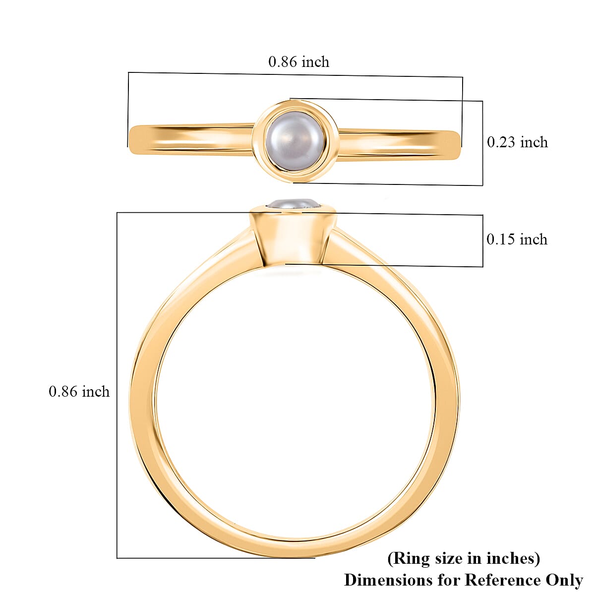 D'Joy Poke Free Freshwater Pearl Solitaire Ring in 18K Vermeil Yellow Gold Over Sterling Silver (Size 10.0) image number 5