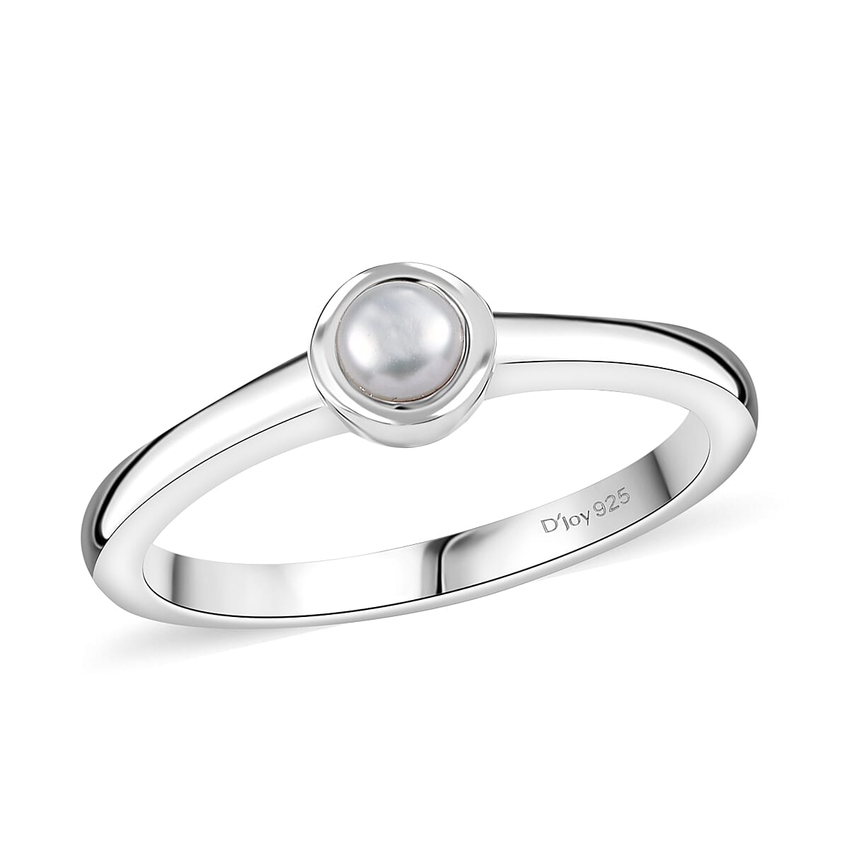 D'Joy Poke Free Freshwater Pearl Solitaire Ring in Rhodium Over Sterling Silver (Size 10.0) image number 0