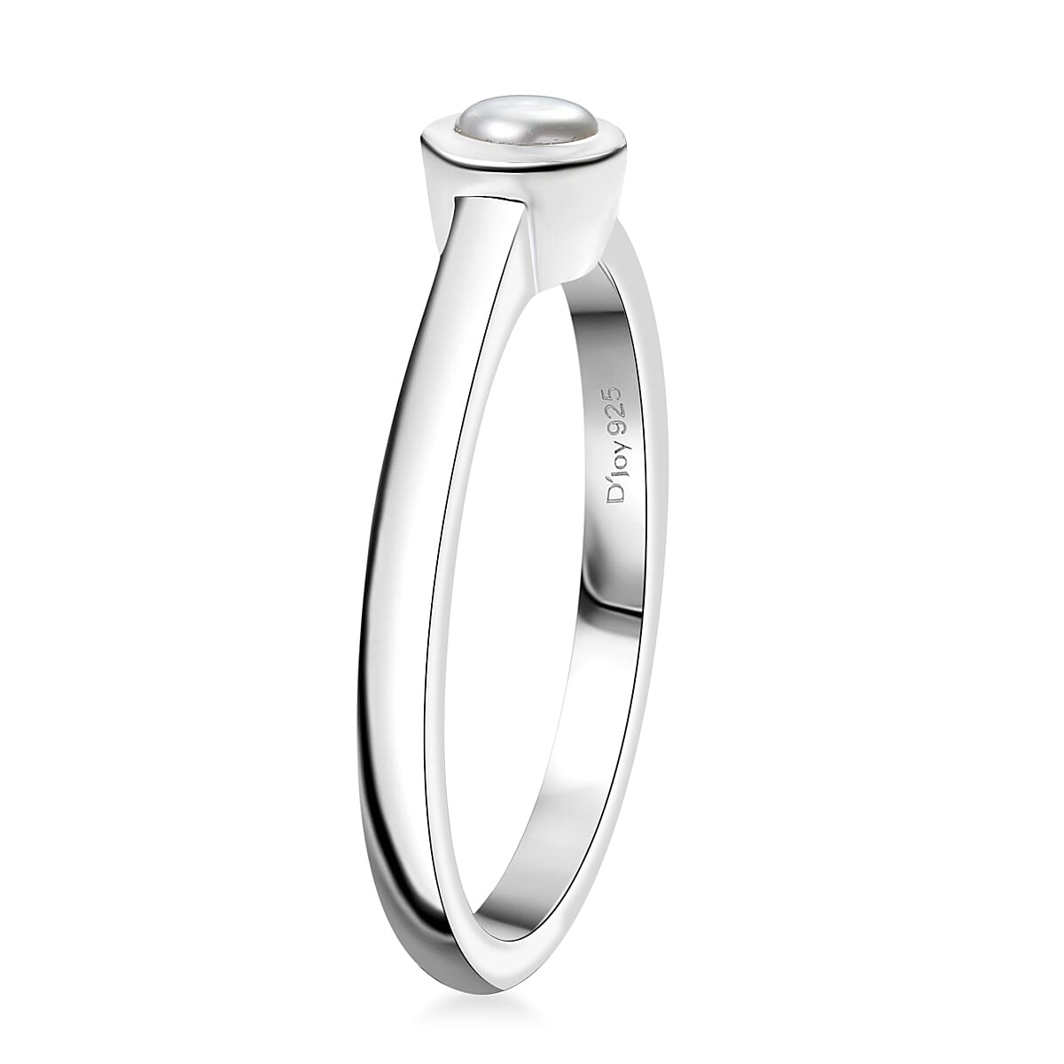 D'Joy Poke Free Freshwater Pearl Solitaire Ring in Rhodium Over Sterling Silver (Size 8.0) image number 3