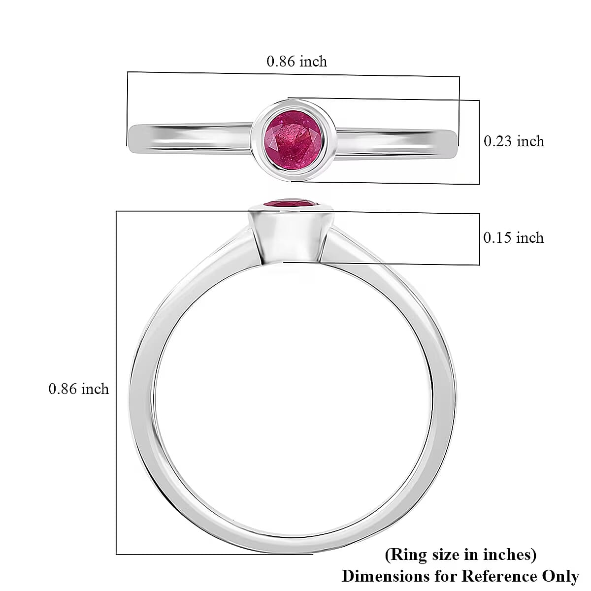 D'Joy Poke Free Niassa Ruby  Solitaire Ring in Rhodium Over Sterling Silver 0.35 ctw (Size 10.0) image number 6