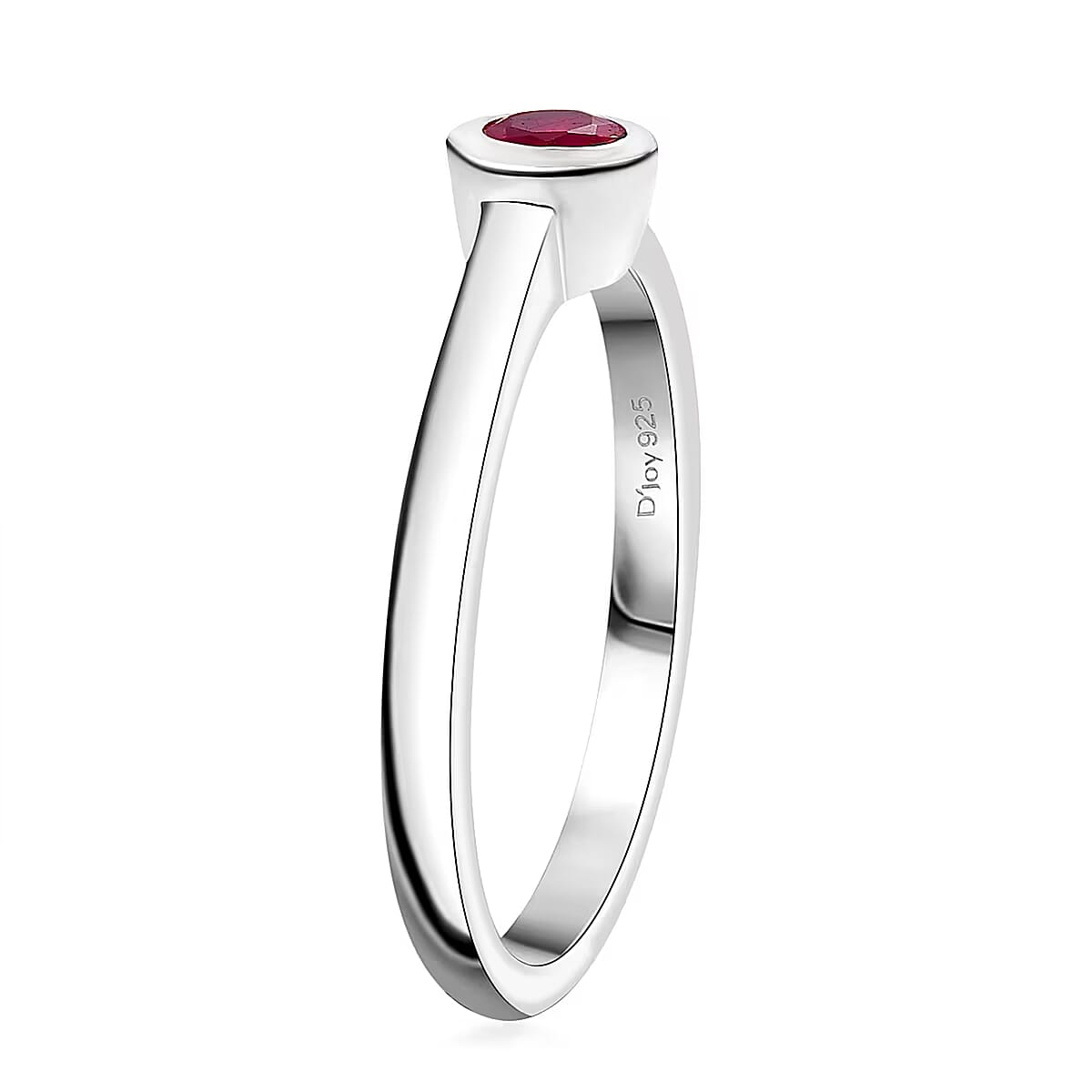 D'Joy Poke Free Niassa Ruby  Solitaire Ring in Rhodium Over Sterling Silver 0.35 ctw (Size 10.0) image number 7