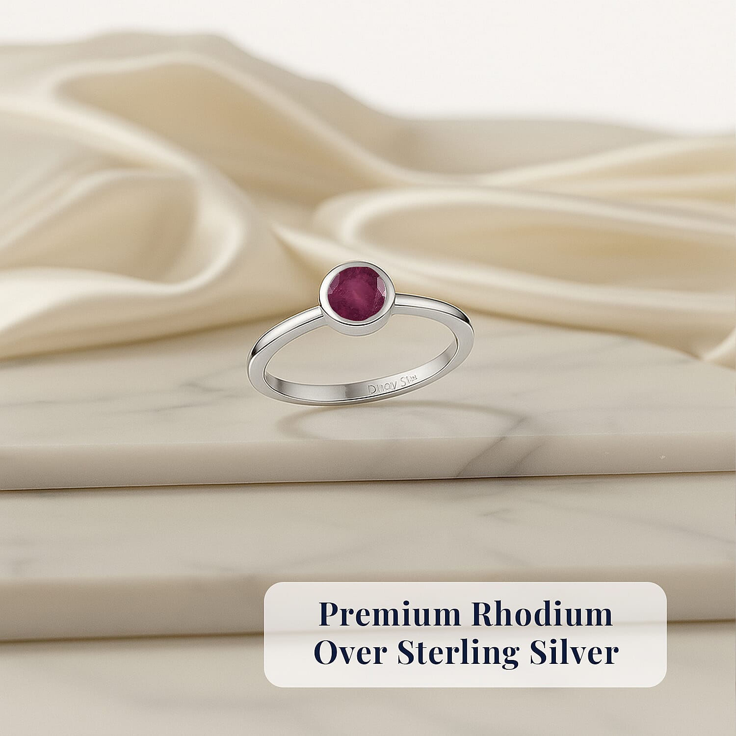 Ruby FF 8 0.35 ctw Solitaire Ring in Rhodium Plated Sterling Silver ...
