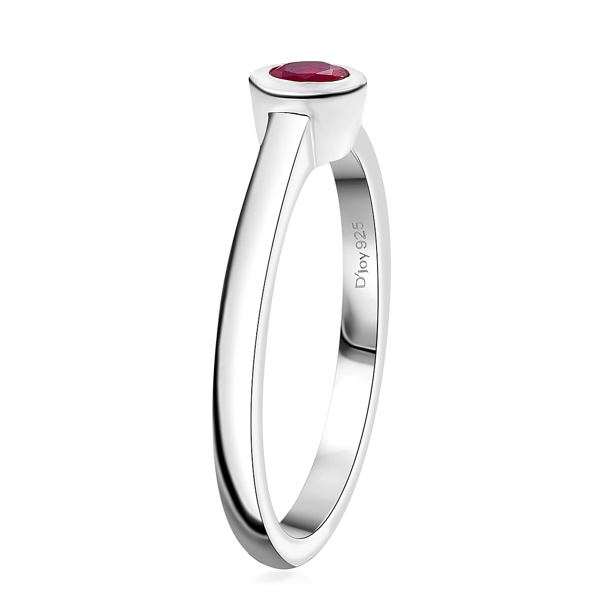 D'Joy Poke Free Niassa Ruby (FF) 9.0) 0.35 ctw Solitaire Ring in Rhodium Over Sterling Silver (Size 10.0) image number 3