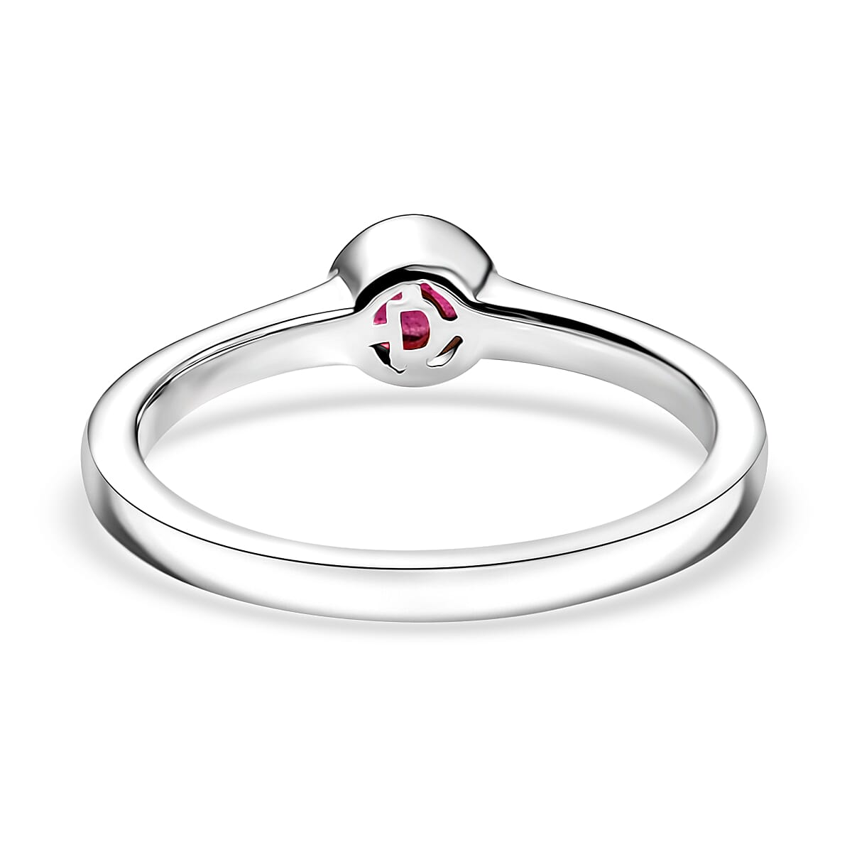 D'Joy Poke Free Niassa Ruby (FF) 9.0) 0.35 ctw Solitaire Ring in Rhodium Over Sterling Silver (Size 10.0) image number 4