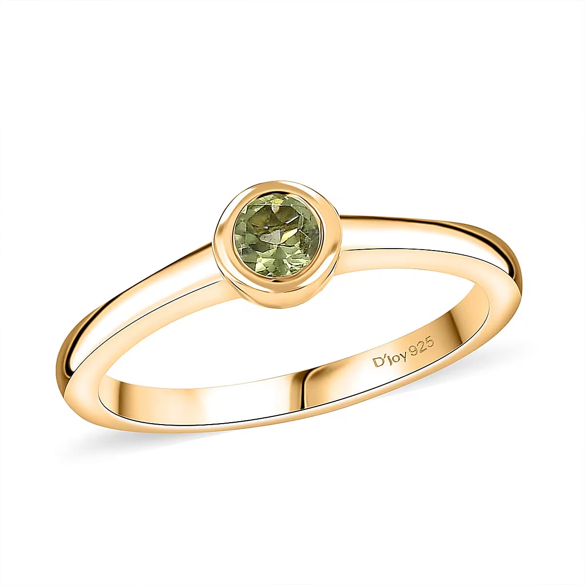 D'Joy Poke Free Peridot 0.30 ctw Solitaire Ring in 18K Vermeil Yellow Gold Over Sterling Silver (Size 10.0) image number 0