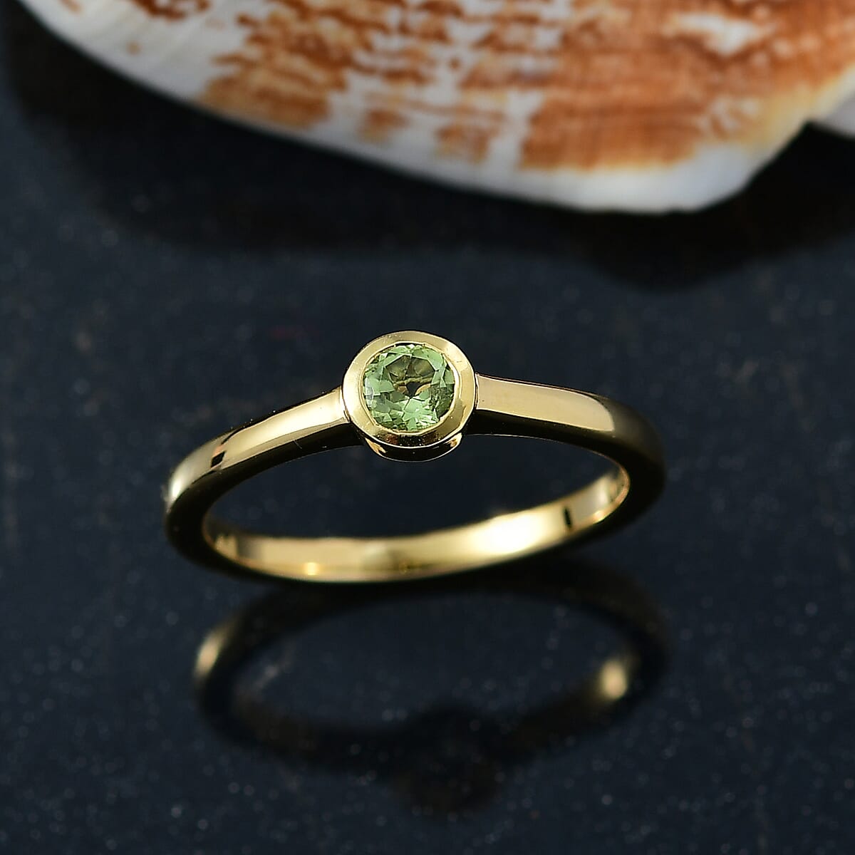 D'Joy Poke Free Peridot 0.30 ctw Solitaire Ring in 18K Vermeil Yellow Gold Over Sterling Silver (Size 8.0) image number 1