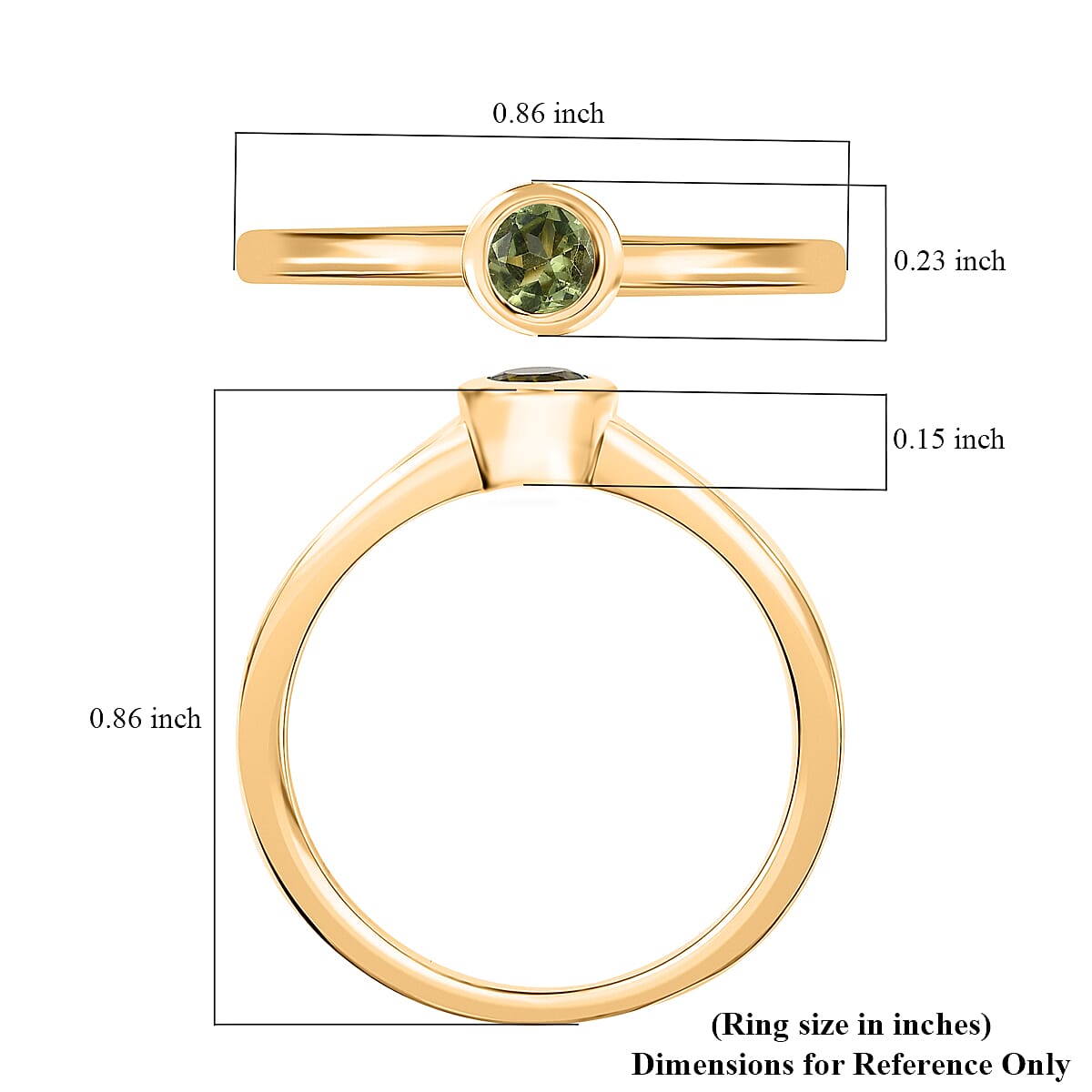 D'Joy Poke Free Peridot 0.30 ctw Solitaire Ring in 18K Vermeil Yellow Gold Over Sterling Silver (Size 8.0) image number 5
