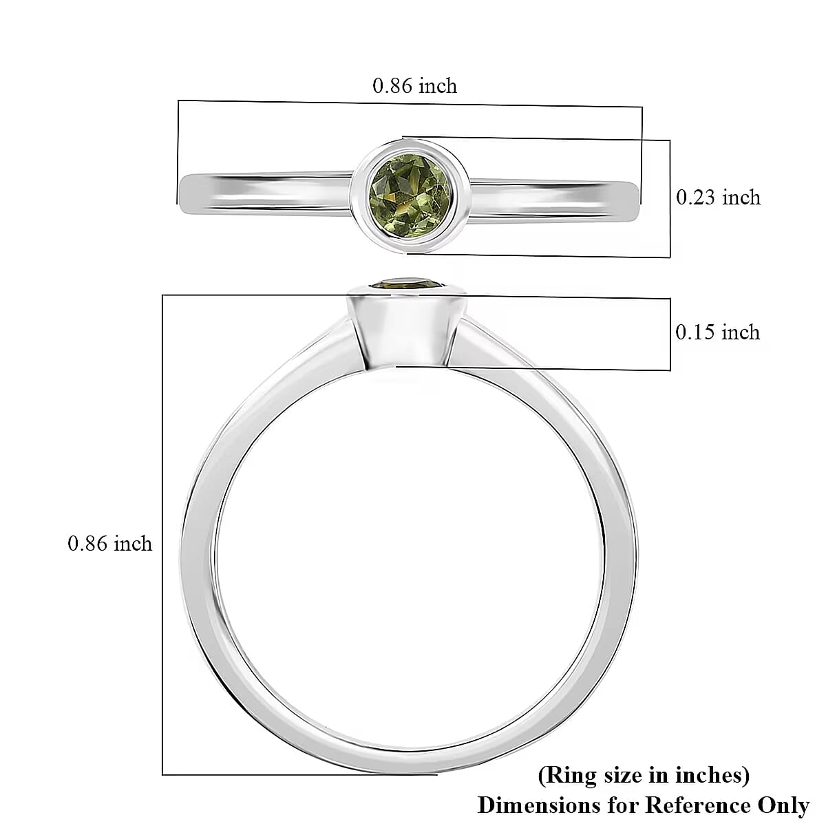 D'Joy Poke Free Peridot 0.30 ctw Solitaire Ring in Rhodium Over Sterling Silver (Size 10.0) image number 6