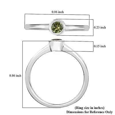 D'Joy Hebei Peridot Poke Free Solitaire Ring in Rhodium Over Sterling Silver 0.30 ctw (Size 10.0)