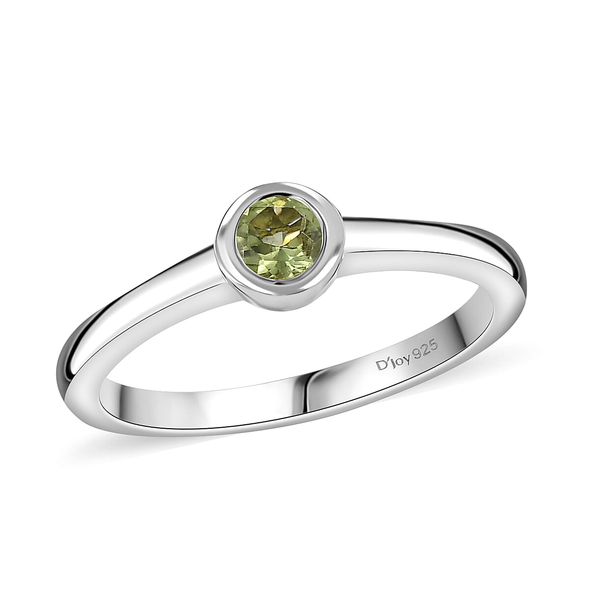 D'Joy Poke Free Peridot 0.30 ctw Solitaire Ring in Rhodium Over Sterling Silver (Size 6.0) image number 0