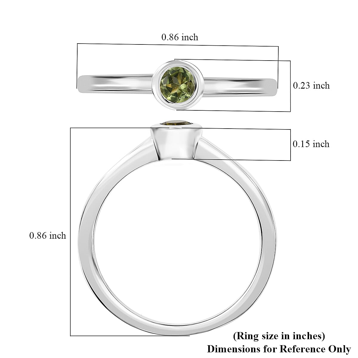 D'Joy Poke Free Peridot 0.30 ctw Solitaire Ring in Rhodium Over Sterling Silver (Size 6.0) image number 5