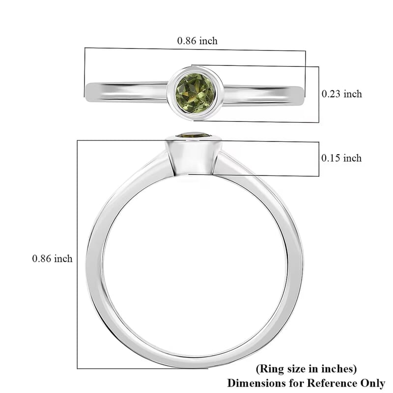 D'Joy Hebei Peridot Poke Free Solitaire Ring in Rhodium Over Sterling Silver 0.30 ctw (Size 8.0)