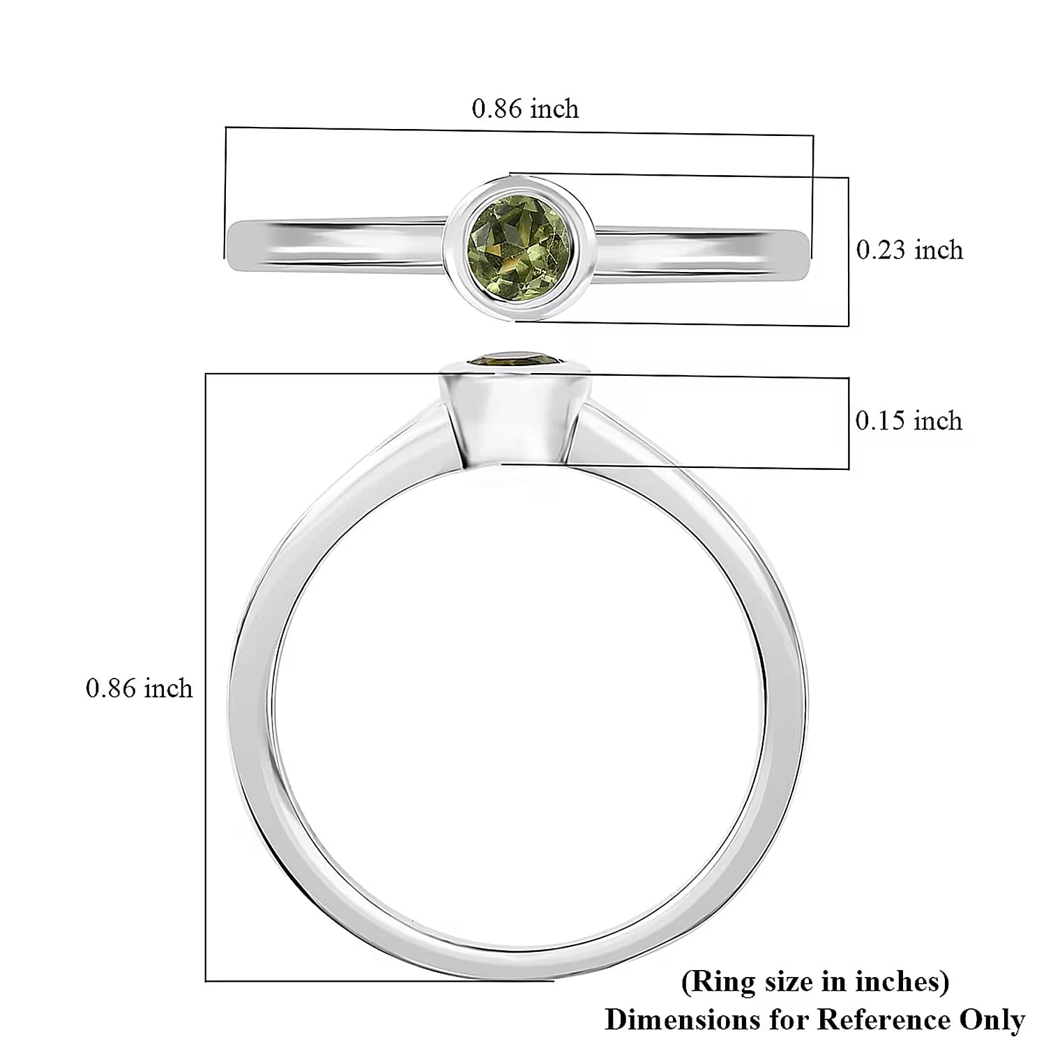 D'Joy Hebei Peridot Poke Free Solitaire Ring in Rhodium Over Sterling Silver 0.30 ctw (Size 9.0)