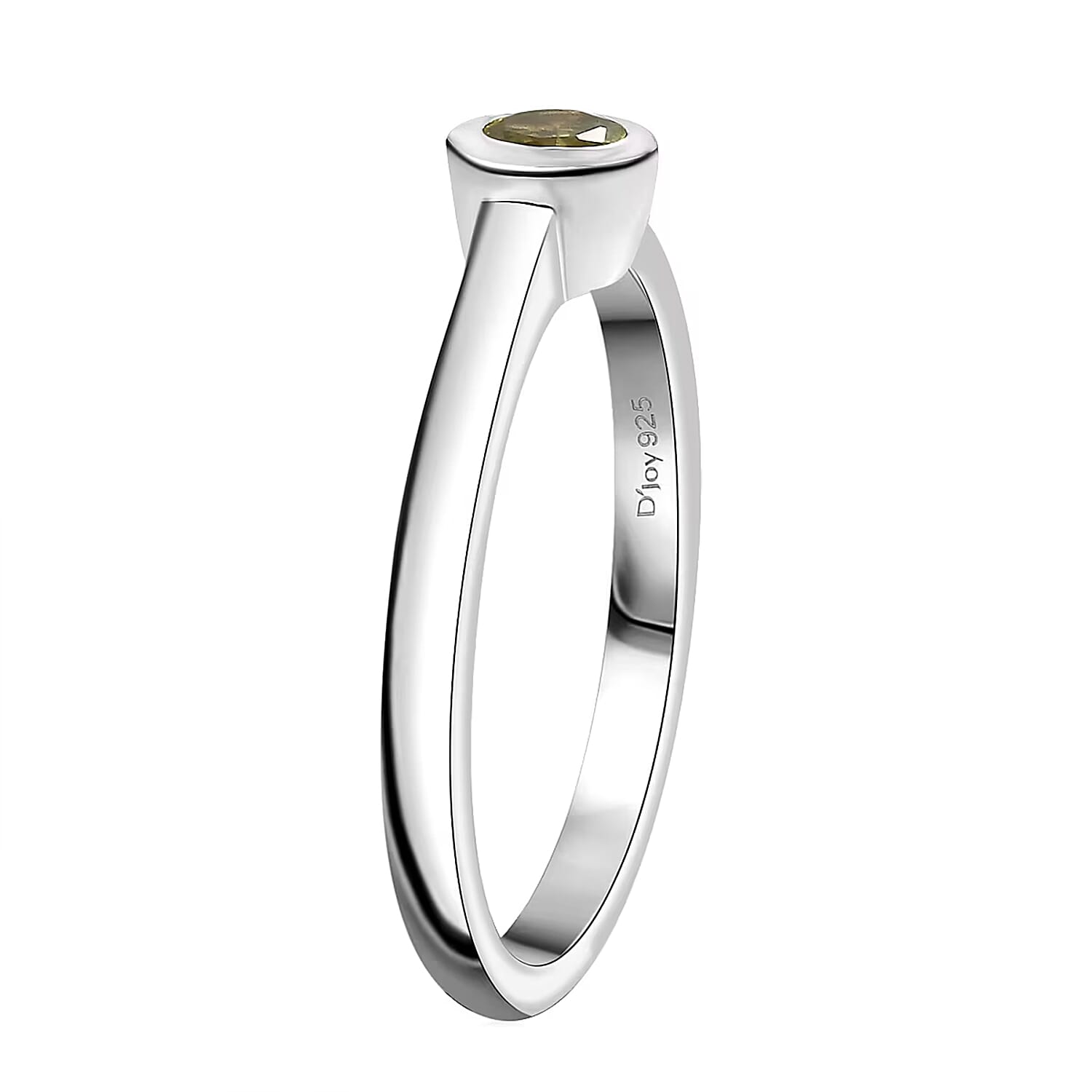 D'Joy Hebei Peridot Poke Free Solitaire Ring in Rhodium Over Sterling Silver 0.30 ctw (Size 9.0)