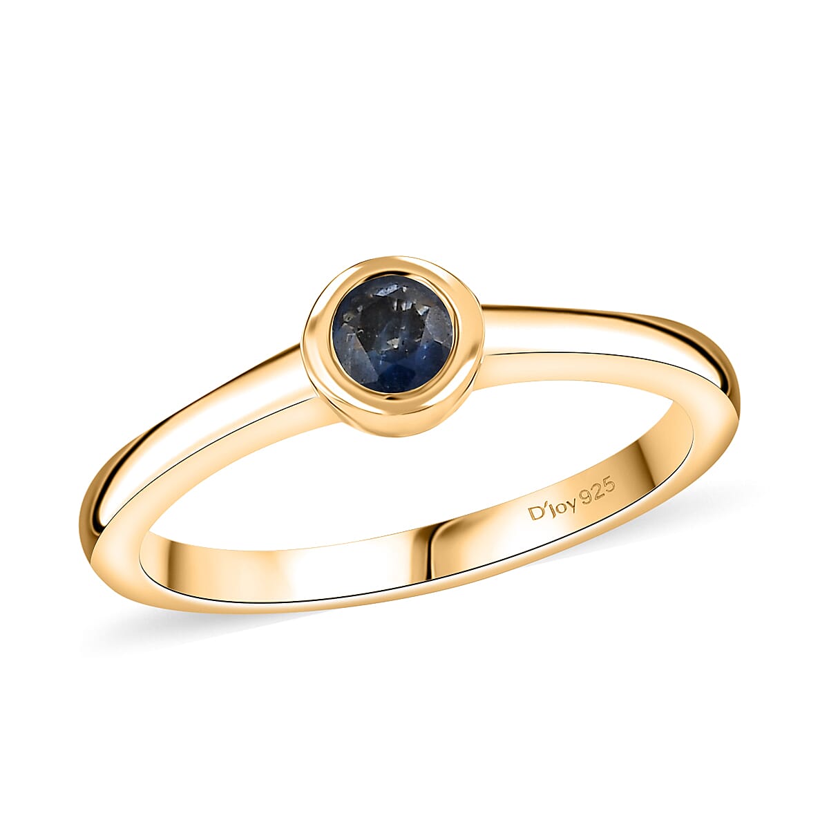 D'Joy Poke Free Ceylon Blue Sapphire 0.30 ctw Solitaire Ring in 18K Vermeil Yellow Gold Over Sterling Silver (Size 10.0) image number 0