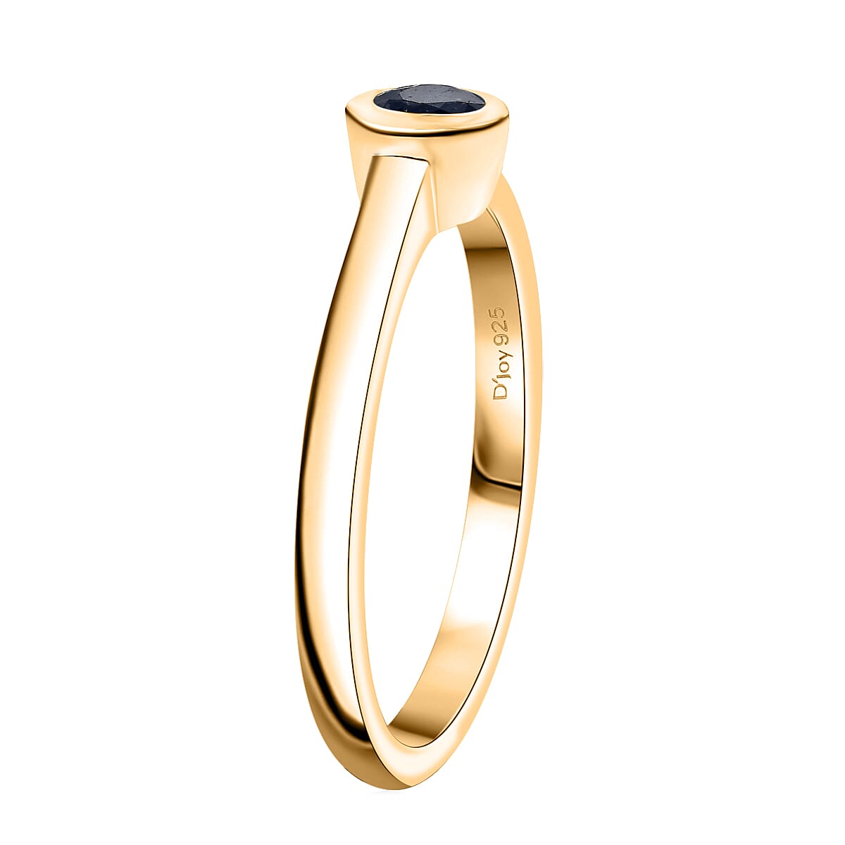 D'Joy Poke Free Ceylon Blue Sapphire 0.30 ctw Solitaire Ring in 18K Vermeil Yellow Gold Over Sterling Silver (Size 10.0) image number 3
