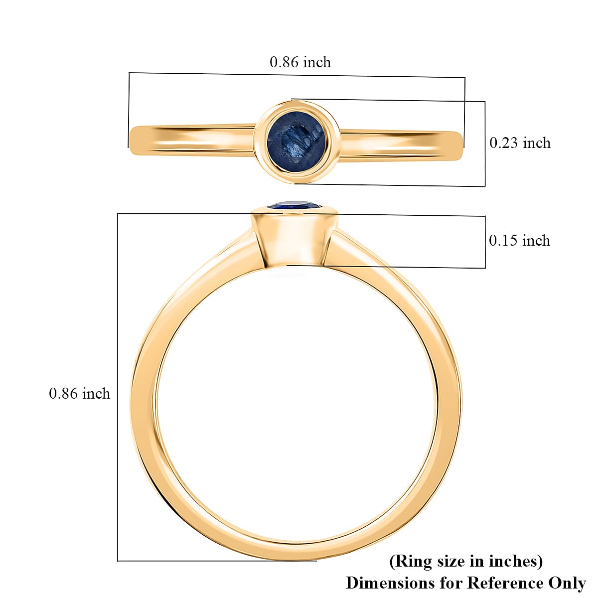 D'Joy Poke Free Ceylon Blue Sapphire 0.30 ctw Solitaire Ring in 18K Vermeil Yellow Gold Over Sterling Silver (Size 10.0) image number 5