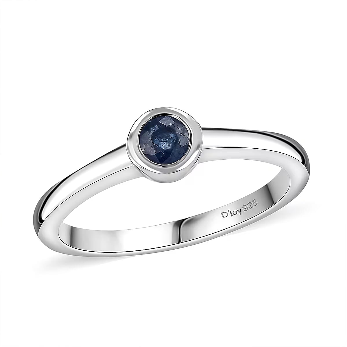 D'Joy Poke Free Ceylon Blue Sapphire 0.30 ctw Solitaire Ring in Rhodium Over Sterling Silver (Size 7.0) image number 0