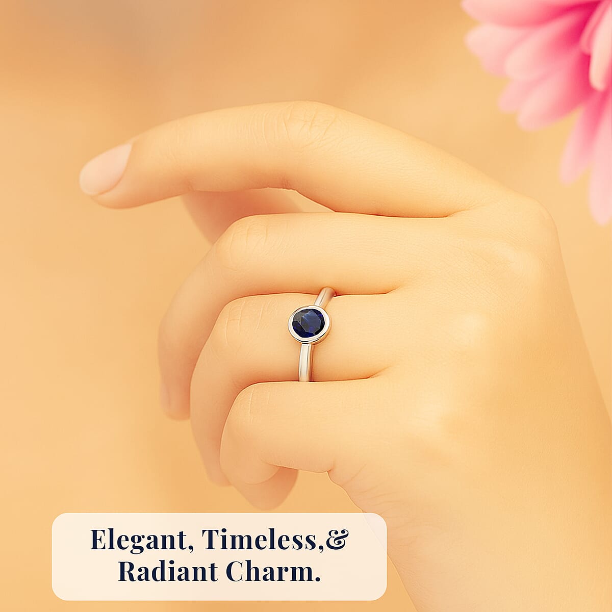 D'Joy Poke Free Ceylon Blue Sapphire 0.30 ctw Solitaire Ring in Rhodium Over Sterling Silver (Size 7.0) image number 1