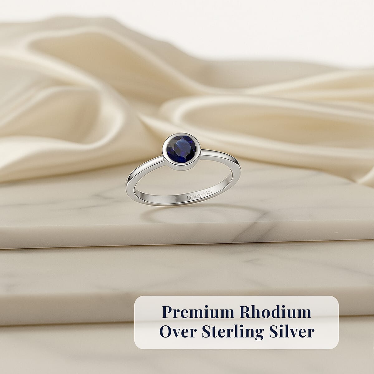 D'Joy Poke Free Ceylon Blue Sapphire 0.30 ctw Solitaire Ring in Rhodium Over Sterling Silver (Size 7.0) image number 2