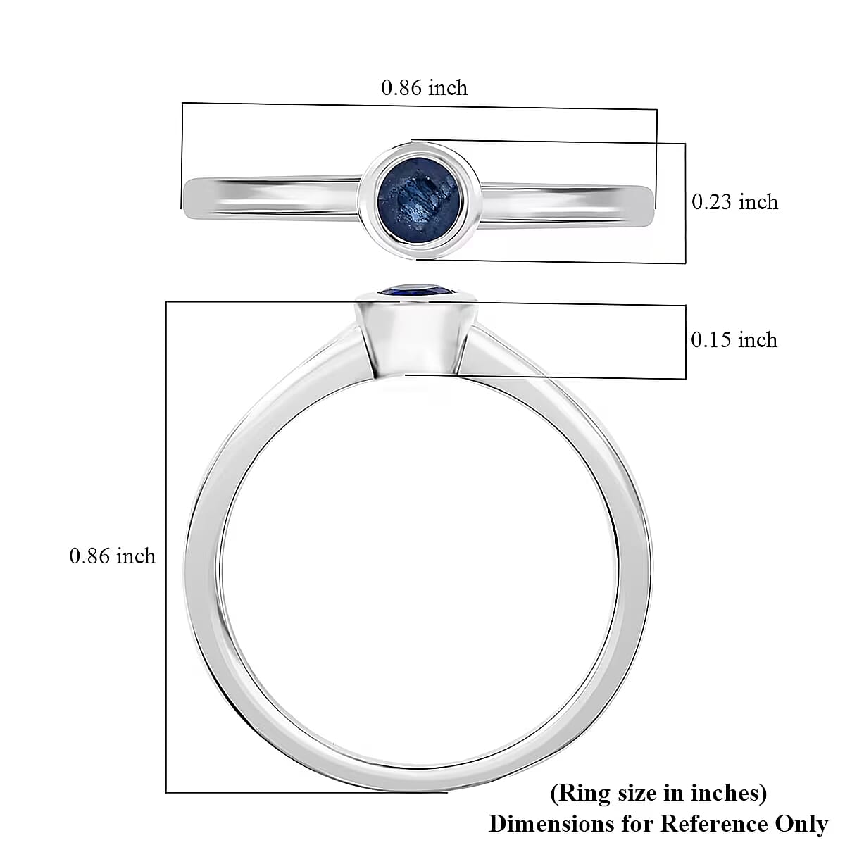 D'Joy Poke Free Ceylon Blue Sapphire 0.30 ctw Solitaire Ring in Rhodium Over Sterling Silver (Size 7.0) image number 5