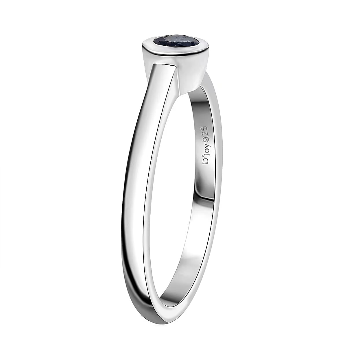 D'Joy Poke Free Ceylon Blue Sapphire 0.30 ctw Solitaire Ring in Rhodium Over Sterling Silver (Size 7.0) image number 6