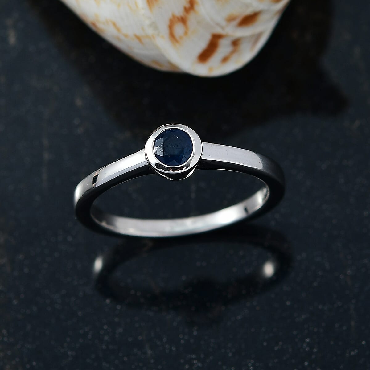D'Joy Poke Free Ceylon Blue Sapphire 0.30 ctw Solitaire Ring in Rhodium Over Sterling Silver (Size 8.0) image number 1