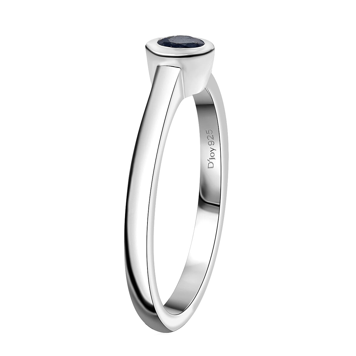 D'Joy Poke Free Ceylon Blue Sapphire 0.30 ctw Solitaire Ring in Rhodium Over Sterling Silver (Size 8.0) image number 3