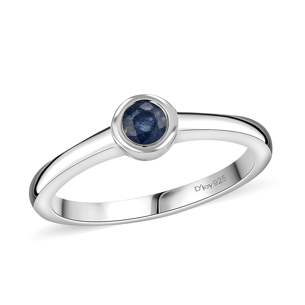 D'Joy Poke Free Ceylon Blue Sapphire 0.30 ctw Solitaire Ring in Rhodium Over Sterling Silver (Size 9.0) image number 0