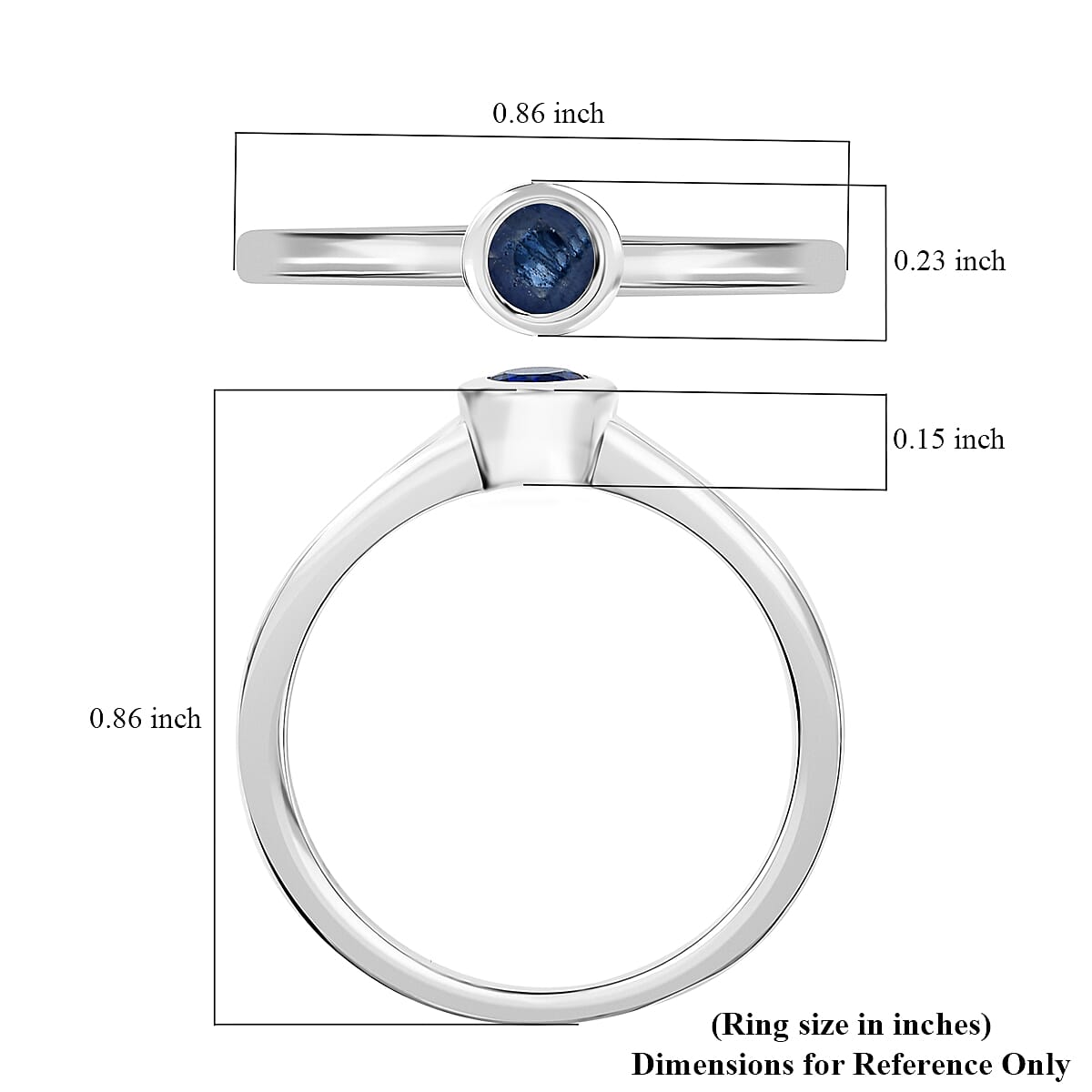 D'Joy Poke Free Ceylon Blue Sapphire 0.30 ctw Solitaire Ring in Rhodium Over Sterling Silver (Size 9.0) image number 5