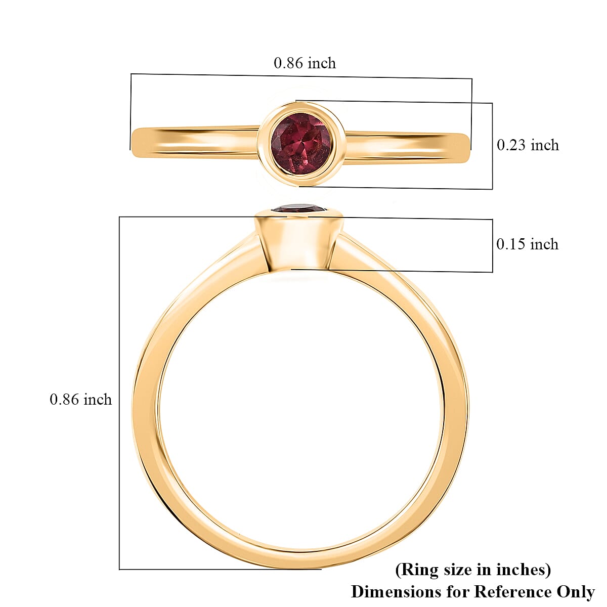 D'Joy Poke Free Pink Tourmaline 0.25 ctw Solitaire Ring in 18K Vermeil Yellow Gold Over Sterling Silver (Size 10.0) image number 5