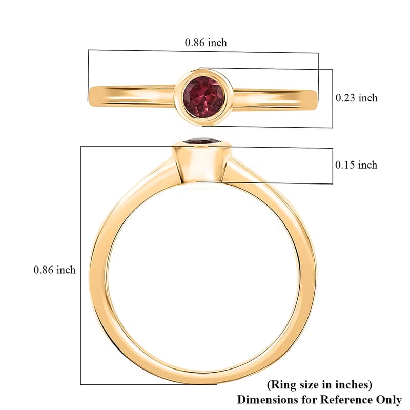 D'Joy Morro Redondo Pink Tourmaline Poke Free Solitaire Ring in 18K Vermeil YG Over Sterling Silver 0.25 ctw (Size 10.0)