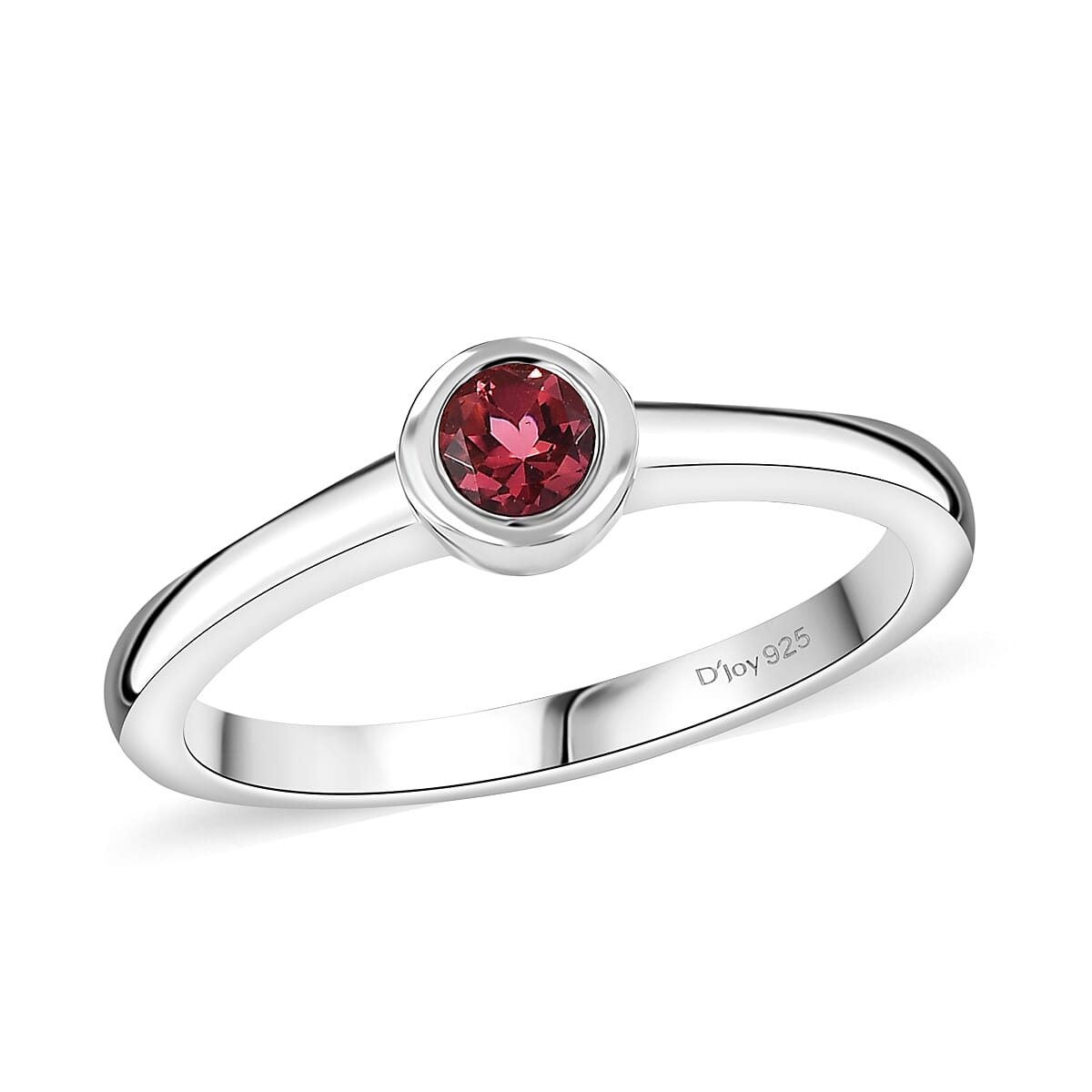D'Joy Poke Free Pink Tourmaline 0.25 ctw Solitaire Ring in Rhodium Over Sterling Silver (Size 7.0) image number 0