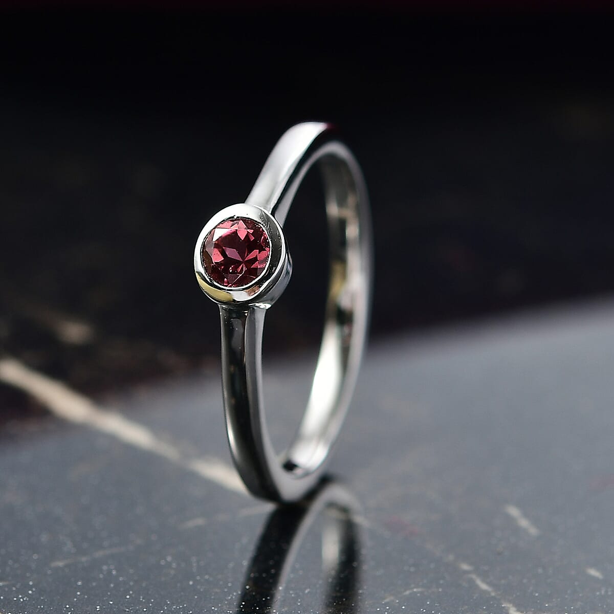 D'Joy Poke Free Pink Tourmaline 0.25 ctw Solitaire Ring in Rhodium Over Sterling Silver (Size 7.0) image number 1
