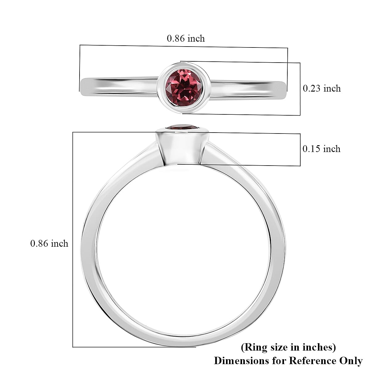 D'Joy Poke Free Pink Tourmaline 0.25 ctw Solitaire Ring in Rhodium Over Sterling Silver (Size 7.0) image number 5