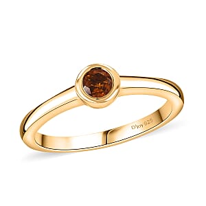 D'Joy Poke Free Santa Ana Madeira Citrine 0.25 ctw Solitaire Ring in 18K Vermeil Yellow Gold Over Sterling Silver (Size 10.0)