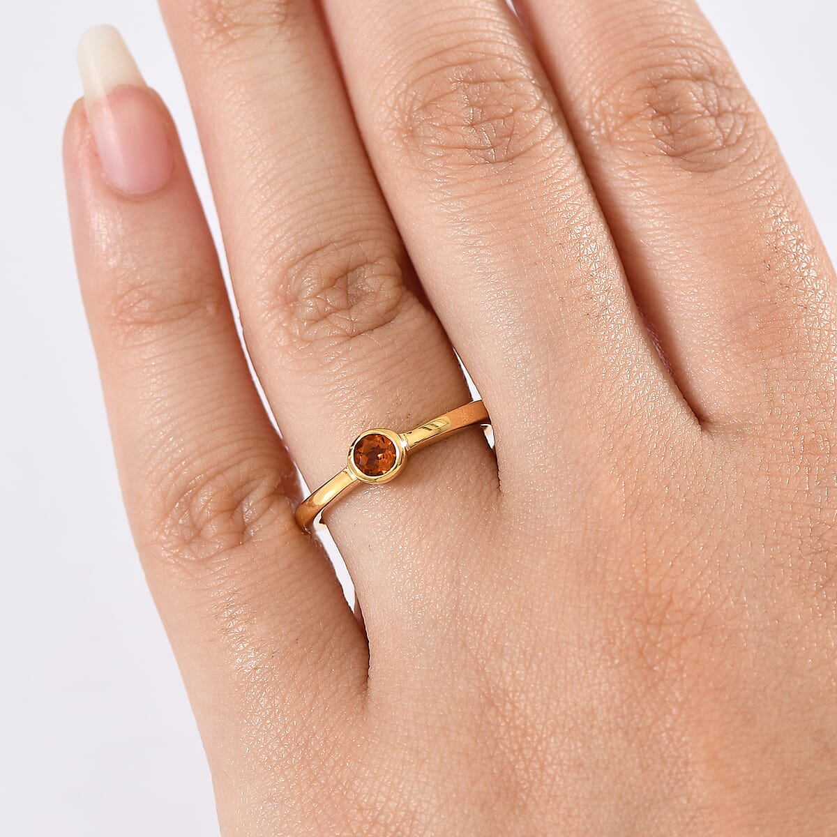 D'Joy Poke Free Santa Ana Madeira Citrine 0.25 ctw Solitaire Ring in 18K Vermeil Yellow Gold Over Sterling Silver (Size 10.0) image number 2