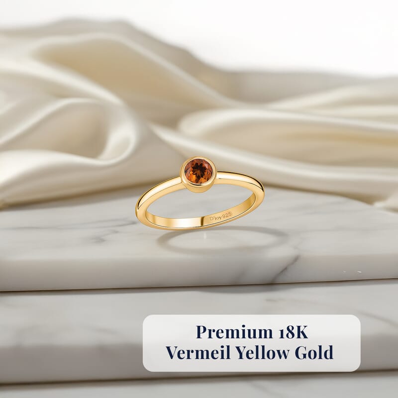 D'Joy Poke Free Santa Ana Madeira Citrine 0.25 ctw Solitaire Ring in 18K Vermeil Yellow Gold Over Sterling Silver (Size 10.0)