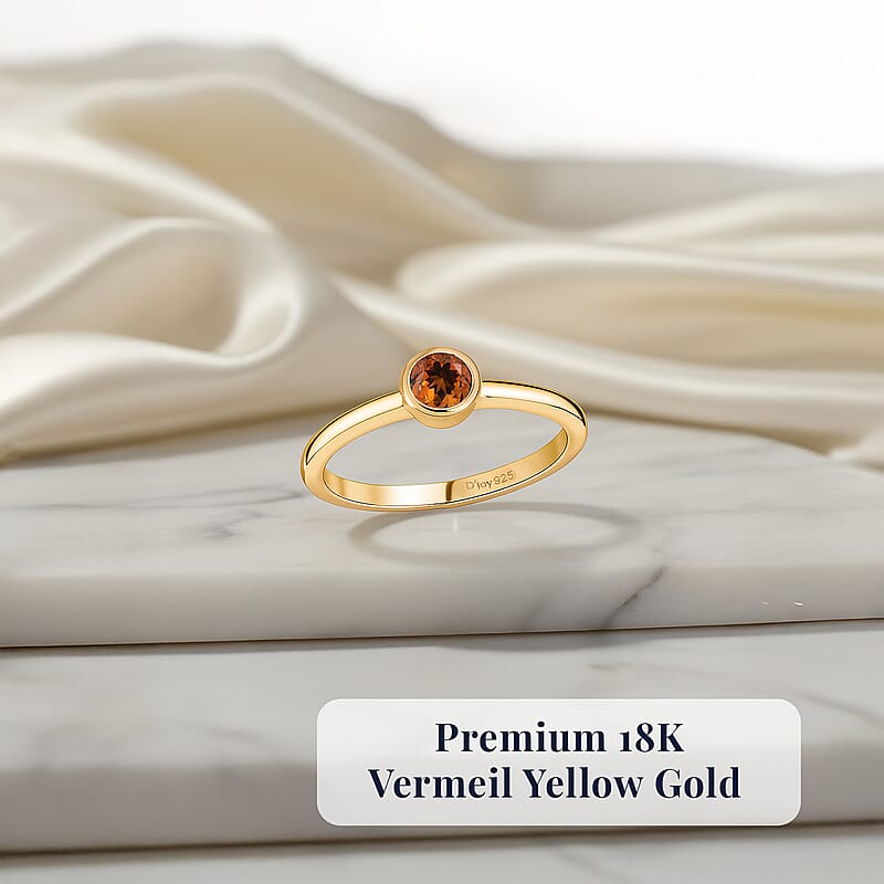 D'Joy Poke Free Santa Ana Madeira Citrine 0.25 ctw Solitaire Ring in 18K Vermeil Yellow Gold Over Sterling Silver (Size 10.0)