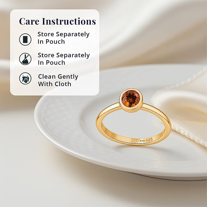 D'Joy Poke Free Santa Ana Madeira Citrine 0.25 ctw Solitaire Ring in 18K Vermeil Yellow Gold Over Sterling Silver (Size 10.0)