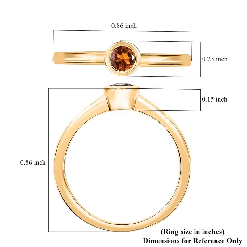 D'Joy Poke Free Santa Ana Madeira Citrine 0.25 ctw Solitaire Ring in 18K Vermeil Yellow Gold Over Sterling Silver (Size 10.0)