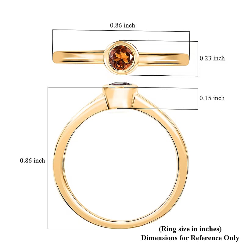 D'Joy Poke Free Santa Ana Madeira Citrine 0.25 ctw Solitaire Ring in 18K Vermeil Yellow Gold Over Sterling Silver (Size 10.0)