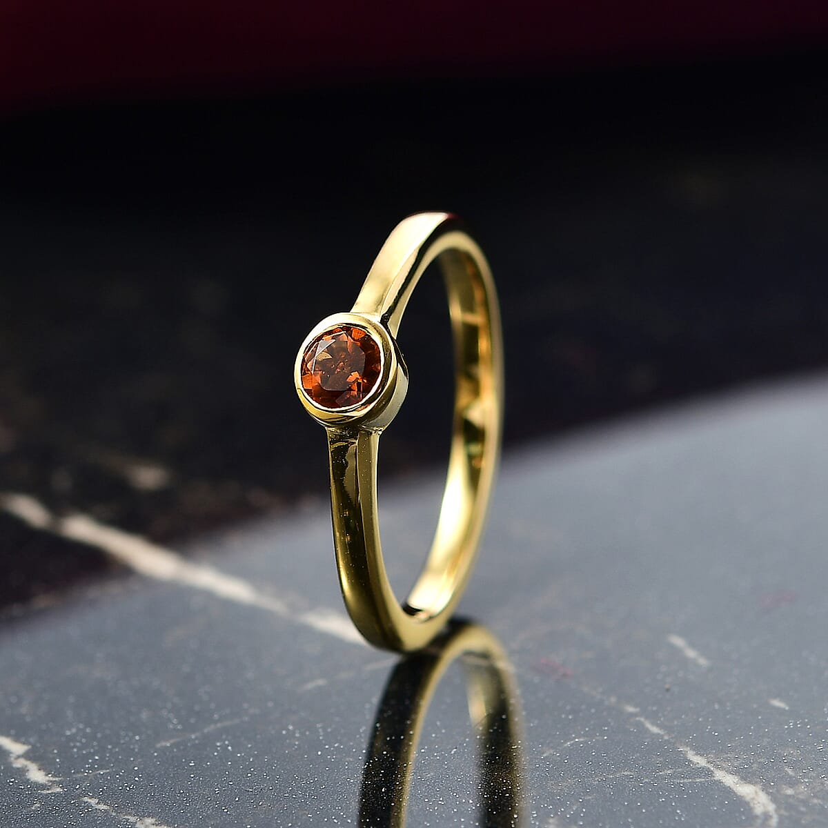 D'Joy Poke Free Santa Ana Madeira Citrine 0.25 ctw Solitaire Ring in 18K Vermeil Yellow Gold Over Sterling Silver (Size 7.0) image number 1