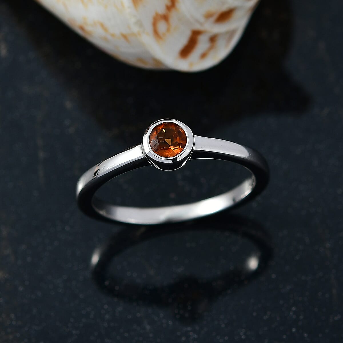 D'Joy Poke Free Santa Ana Madeira Citrine 0.25 ctw Solitaire Ring in Rhodium Over Sterling Silver (Size 7.0) image number 1