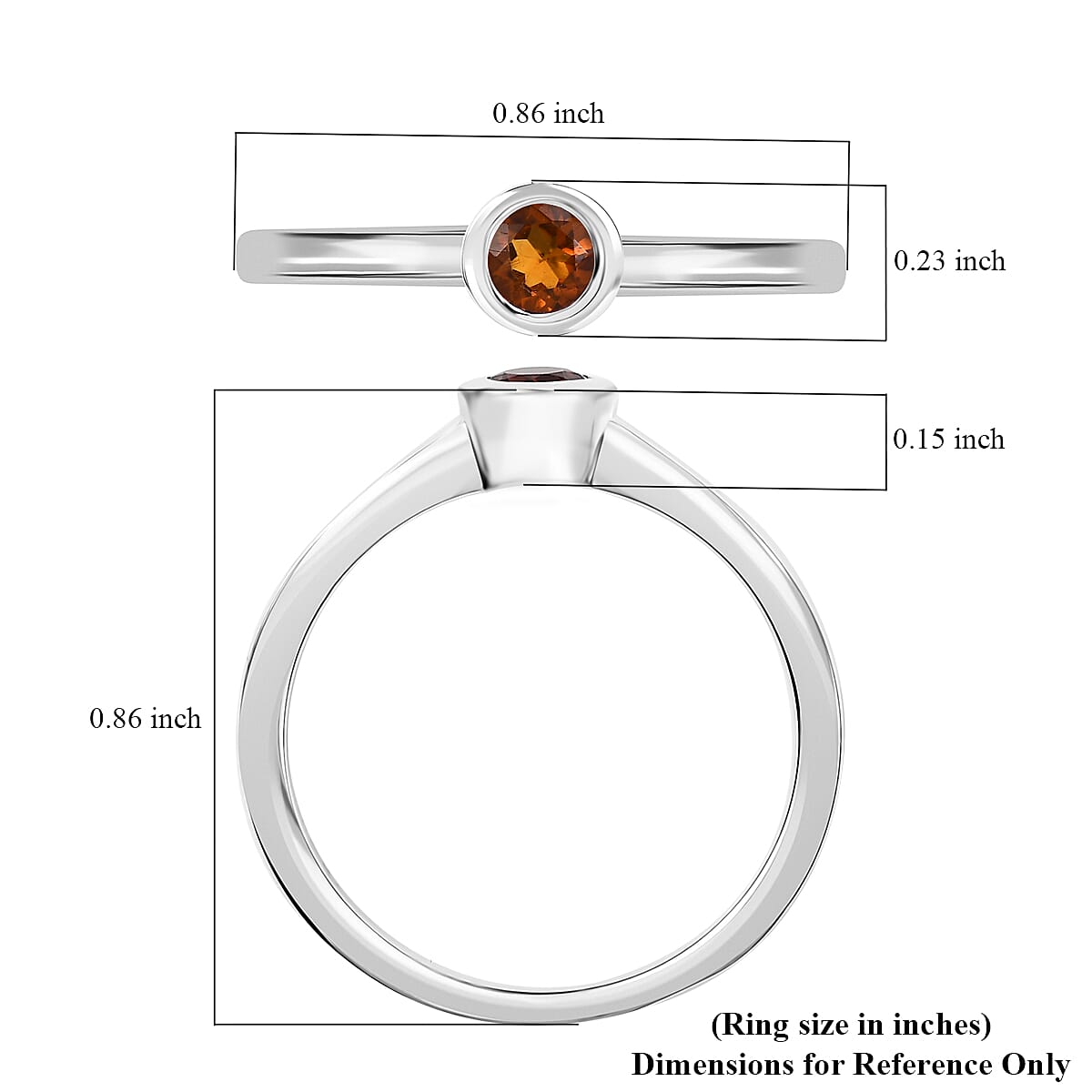 D'Joy Poke Free Santa Ana Madeira Citrine 0.25 ctw Solitaire Ring in Rhodium Over Sterling Silver (Size 7.0) image number 5